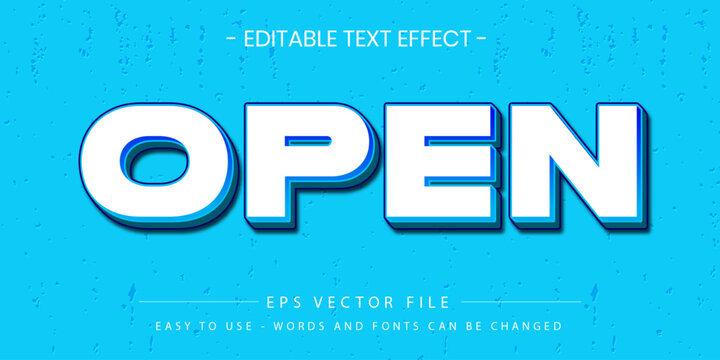 3D Open Text Effect with Blue Background Vector