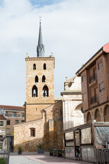 Fototapeta premium Impressive tower with needle, Church of Santa Maria del Azogue, Benavente, Spain