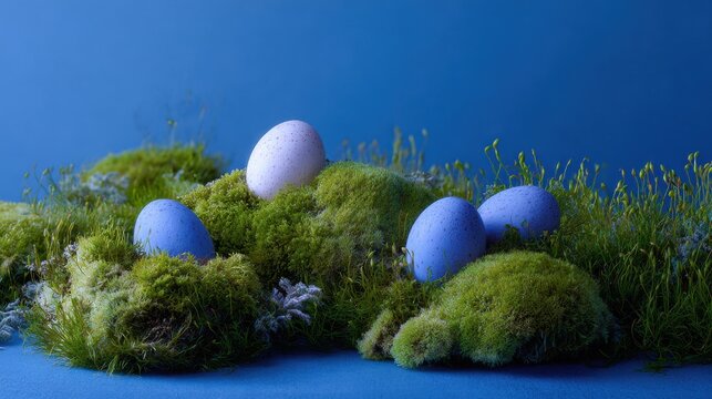 spring moss easter blue on a blue background