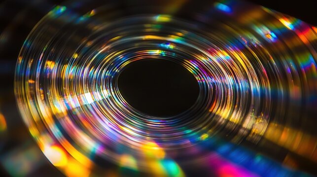 Light diffraction rings interference patterns laser optics concentric circular spectrum vibrant rainbow colors black background abstract photography physics phenomena