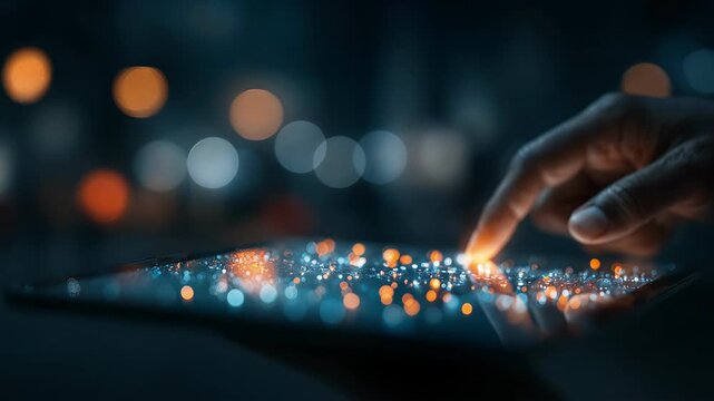 Technician using a tablet to manage data center server racks