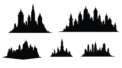 Obraz premium Dramatic city skyline compositions in stark black a silhouette