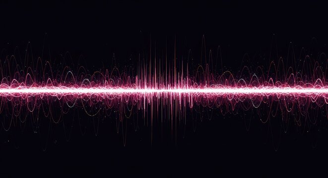 Dynamic colorful abstract visualization showing high-frequency digital wave oscillations and complex rhythmic data repeating structure, graphic, data, flowing