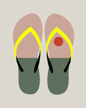 Summer flip-flops with sunset scene inside