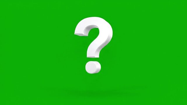A thought-provoking video featuring a large question mark on a green background sparks curiosity and inquiry.
