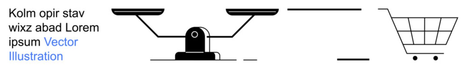 Consumer behavior, decision-making, balance, economic concepts, business choices, retail selection. Balanced scale and shopping cart icons in a minimal design. Consumer behavior and decision-making © robu_s
