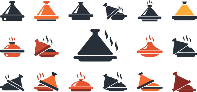 A collection of various tandoor oven icons on transparent background