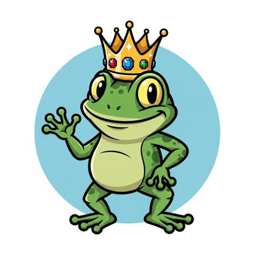 Cartoon Frog Wearing a Crown Royalty.