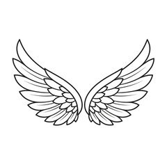 Obraz premium Angel Wings Illustration Simple Line Art Design.