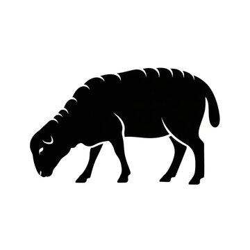 Black Silhouette of a Zebu Cow.