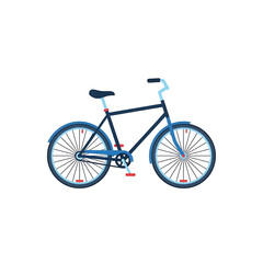 Fototapeta premium Black Bicycle with Blue Wheels Illustration.
