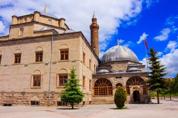 Obraz premium Ottoman Mosque Complex with Minaret and Dome in Kars Turkey