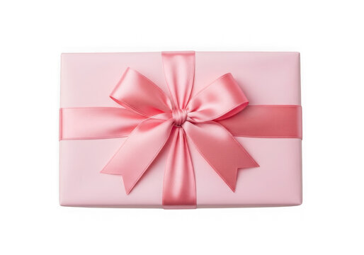 Elegant pink gift box tied with decorative ribbon and bow