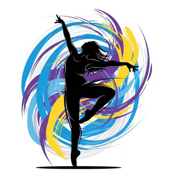 Dancer in dynamic pose silhouette illustration.