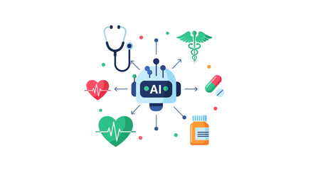 Fototapeta premium AI in Healthcare Innovation: Artificial Intelligence for Medical Diagnostics, Treatment, and Digital Health Technology