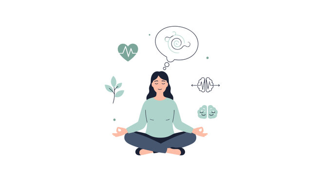Mindfulness Meditation for Mental Clarity: Woman Practicing Self-Care, Calming Stress & Anxiety for Holistic Well-being