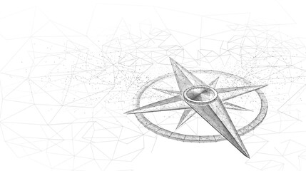 Compass rose sketch on white background. Navigation symbol, direction guidance, travel orientation, geographic exploration, cartography design, abstract location concept. Vector illustration. © NeonGridStudio