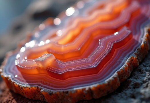 Banded Agate Chalcedony Gemstone Rainbow Layers Polished Decorative Universe Sparkling Stripes