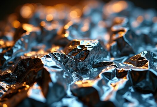 Crumpled Foil Flexible Metallic Sheet Modern Art Piece for Creative Projects