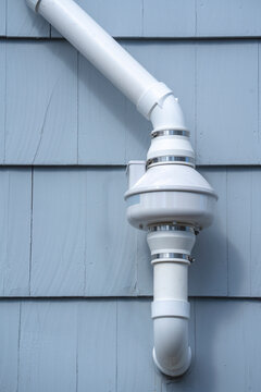 radon mitigation installed system outside the house