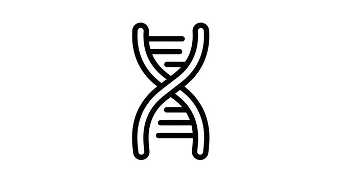 DNA Double Helix Genetic Structure Outline Icon, Isolated White Background