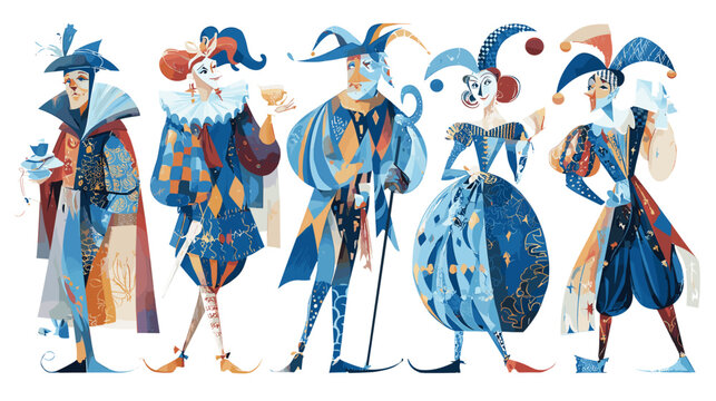 Venetian commedia dell'arte carnival theatrical characters