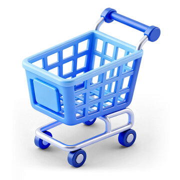 Shopping cart icon representing online store ecommerce purchasing and digital retail concepts with transparent background and shadow
