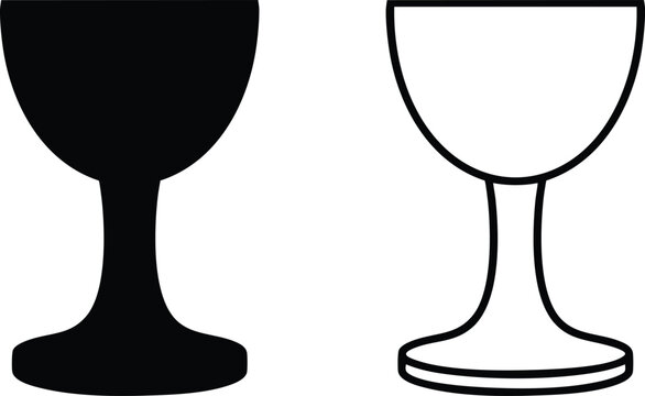 Black and white silhouettes of wine goblets or chalices side by side