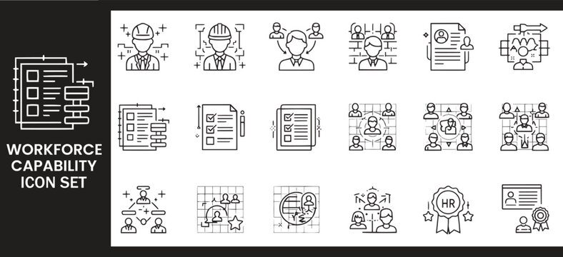 Workforce Capability and Human Resources Talent Management Icon Set