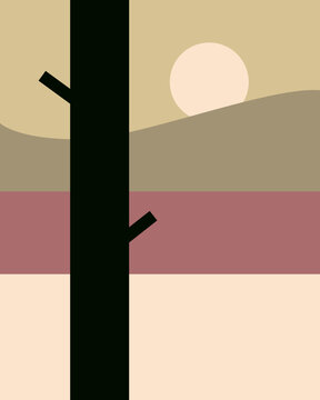 Tree silhouette with sun in the background