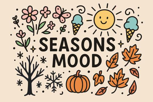 Seasons Mood: A delightful illustration celebrating the changing moods of the year