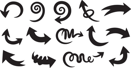 Obraz premium Black arrow icons set collection of various shapes and directions for website design elements