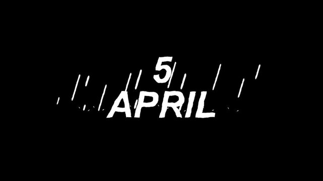 A rainy day in April with the date 5th falling from the sky