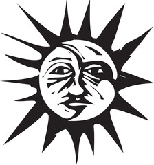 Fototapeta premium Woodcut expressionist style image of an Eclipse of the sun