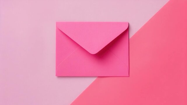 Video A pink envelope sits on a pink and white surface, ready for use