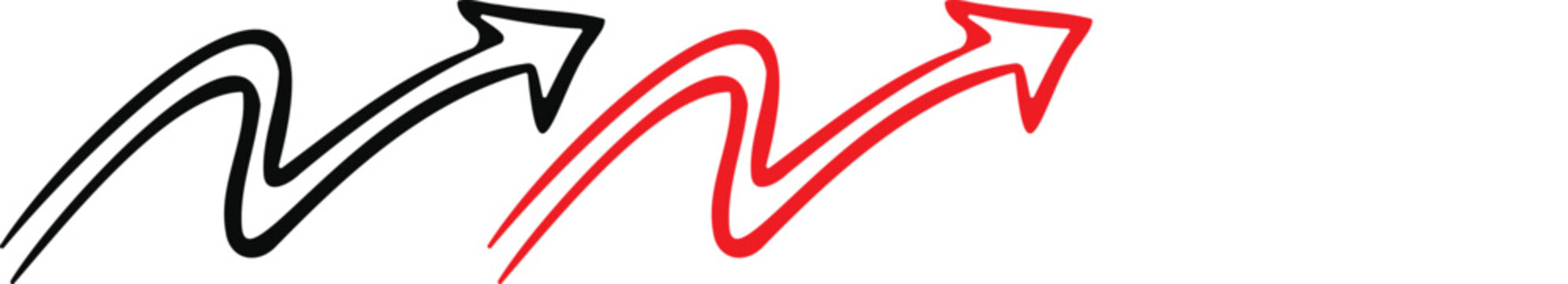 Wavy arrow icons in black red white on checkered background