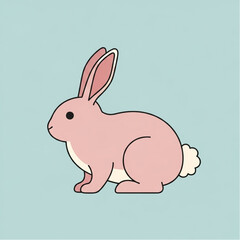 Obraz premium Pink Cartoon Rabbit Illustration.