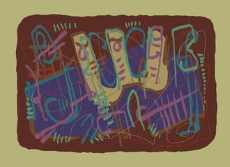 Abstract image for printing. Picture for modern interiors. The picture is painted by hand on a tablet. © neurostructure