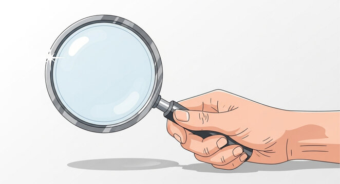 Hand Holding Magnifying Glass for Detailed Inspection and Examination.