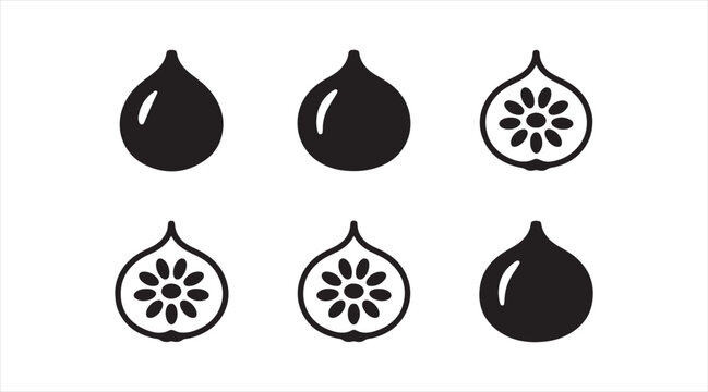 Fig silhouette pack clean modern fruit icons for healthy eating and produce branding