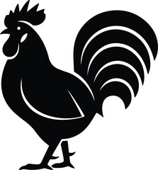 Vector silhouette standing rooster cockerel chicken illustration farm animal design © TanvirulIslam