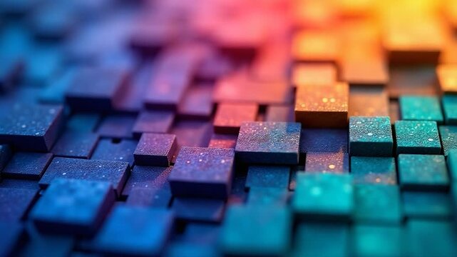 Video A close-up view of a colorful background featuring small squares, great for designs and concepts
