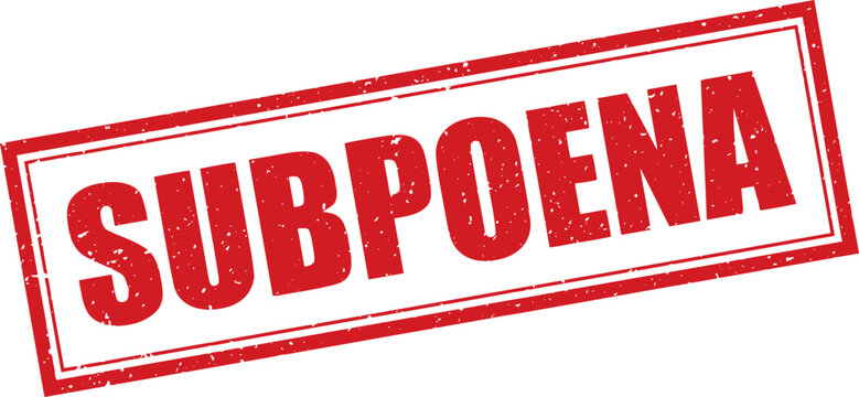 Red Subpoena Rubber Stamp Sign Mark Word Text Written in Grunge Vector in Grunge Border in Transparent Background, Svg, Png