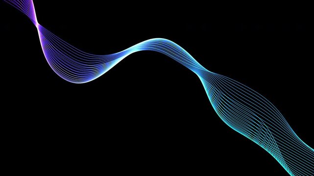 smooth flowing wave lines with blue and purple gradient creating abstract digital motion on dark background