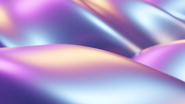 Abstract wave loop animation. 3D rendered background, flowing, fluid, twisted shapes with a metallic and iridescent texture. Smooth light gradient. Elegant live wallpaper and animated footage