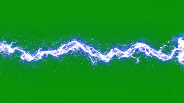 Energetic blue lightning strike crackling across a vibrant green background