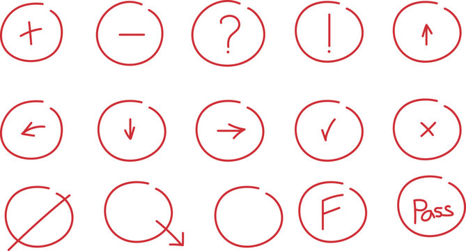 Punctuation marks and symbols in circles