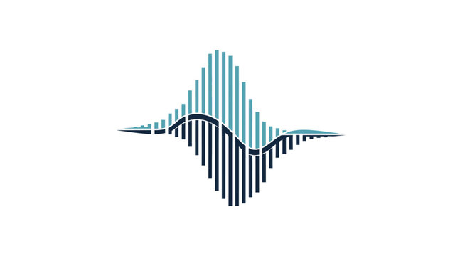 Abstract sound wave pattern in blue tones, modern digital equalizer graphic.