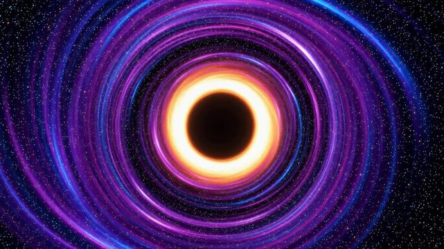 Black hole in space with colorful accretion disk