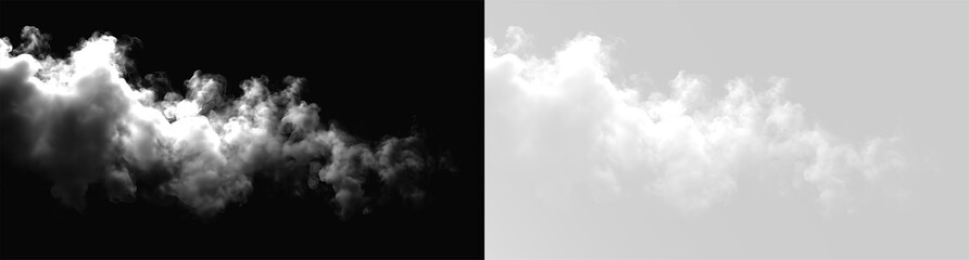 Dynamic trail of white clouds and smoke on transparent background for design © Alehandro